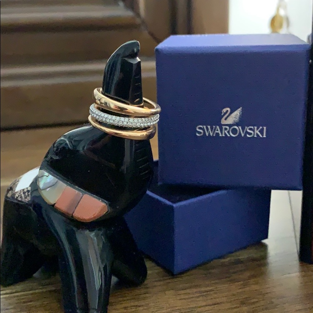 Swarovski rose gold crystal ring size 7